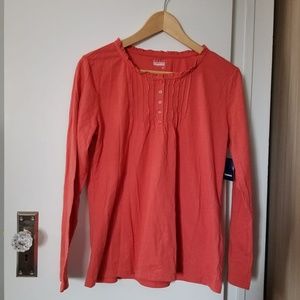 NWT Basic Editions Women’s Brown Pleated Blouse